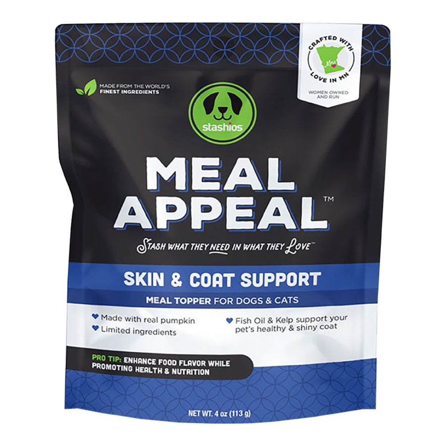 Stashios Meal Appeal Limited Ingredient Skin and Coat Health Pumpkin Fish Oil and Beef Broth Powder Dog Food Supplement or Topper- 4 Oz