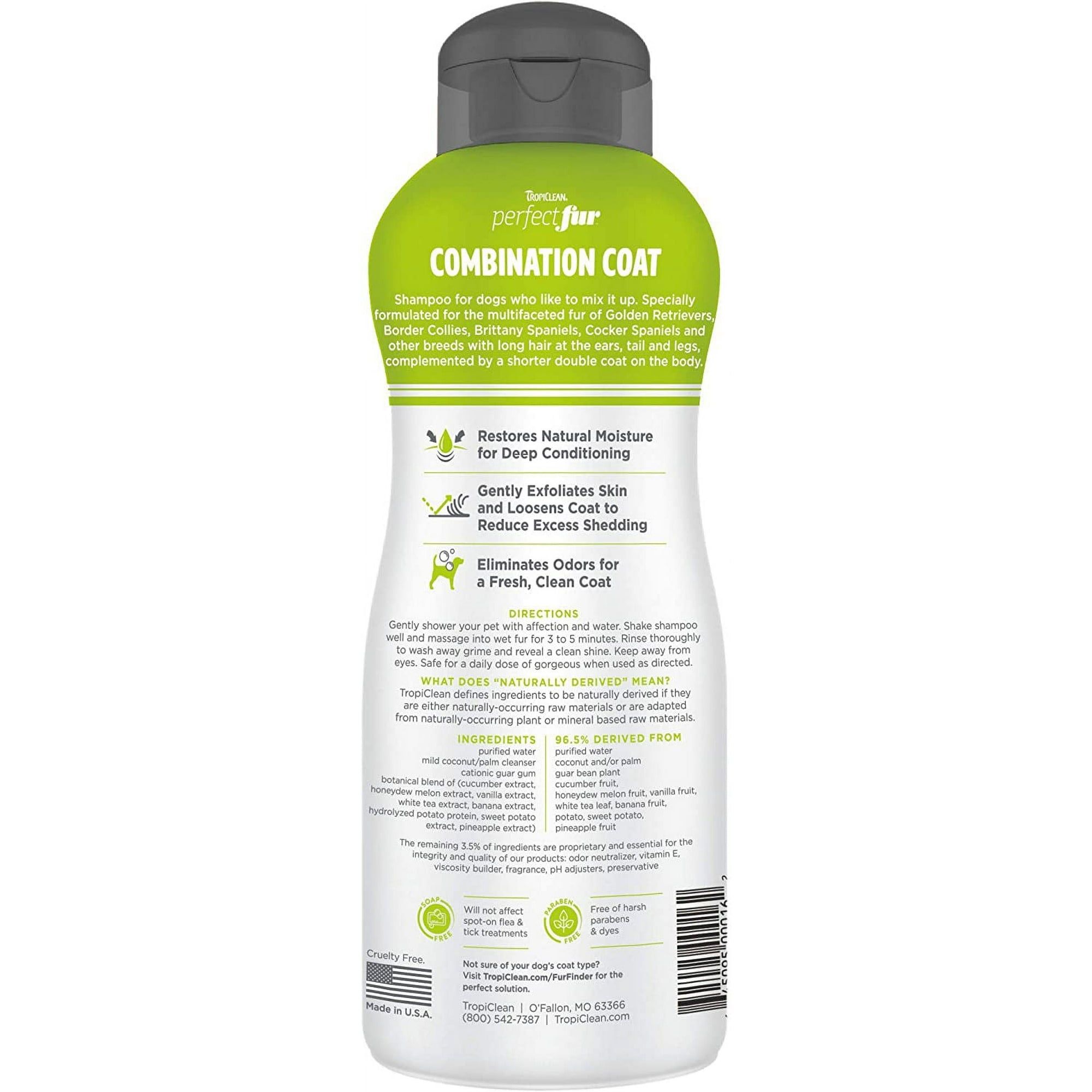 Tropiclean Perfect Fur Sweet Citrus Shed Reducing Conditioning and Deodorizing Combo Dog Shampoo - 16 Oz