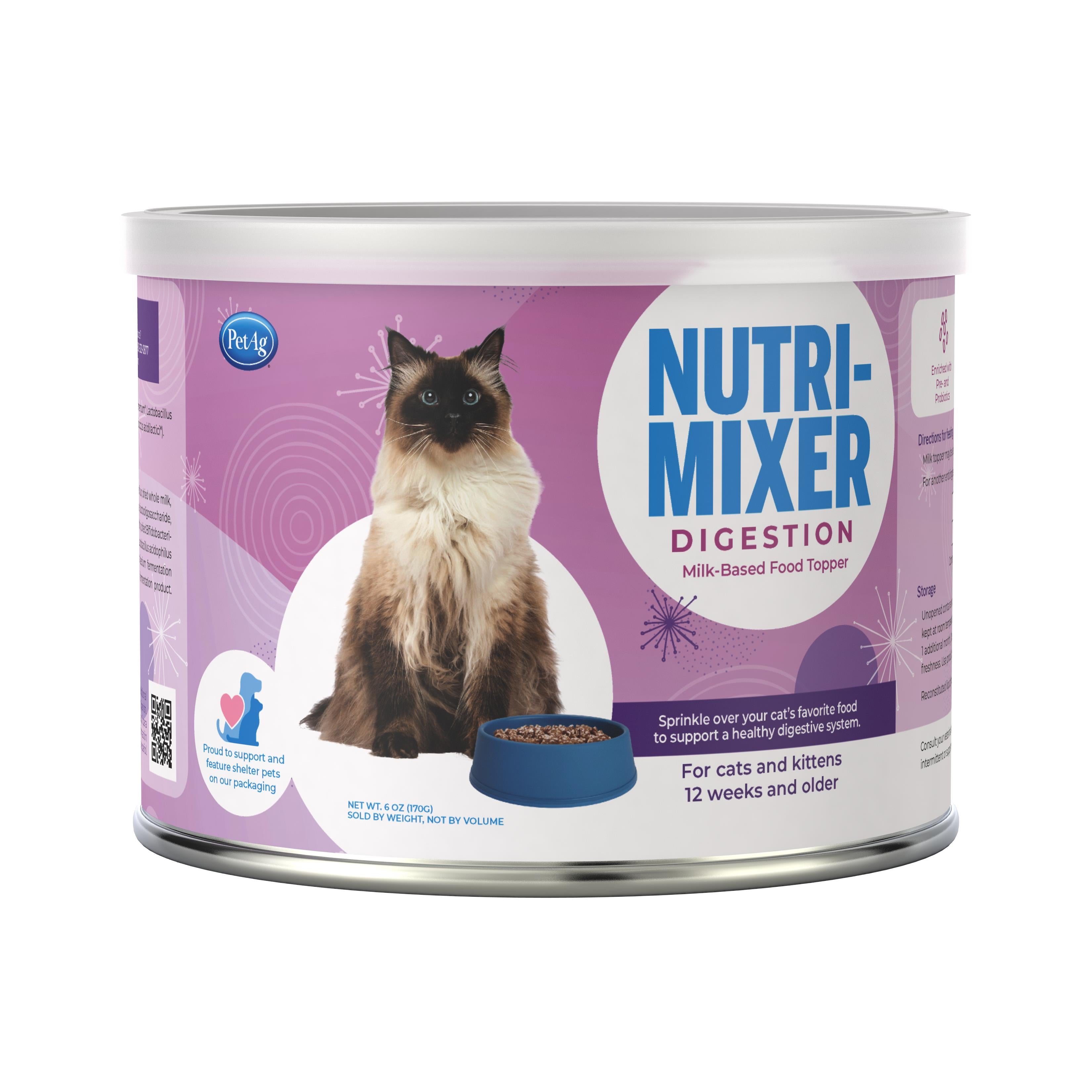 PetAg Nutri-Mixer Digestion Milk-Based Meal Topper Supplement for Cats and Kittens - 6 Oz  