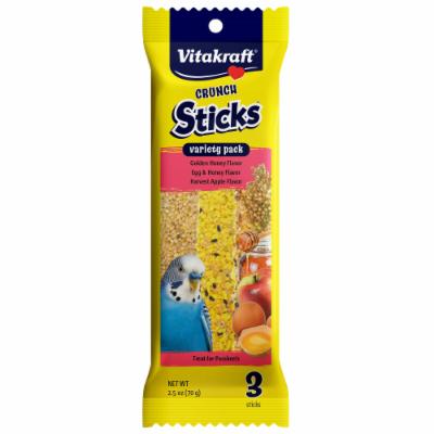 Vitakraft Crunch Sticks 3-Flavor Honey Egg and Apple Parakeet Bird Treats - Variety Pack - 2.5 Oz Default Title