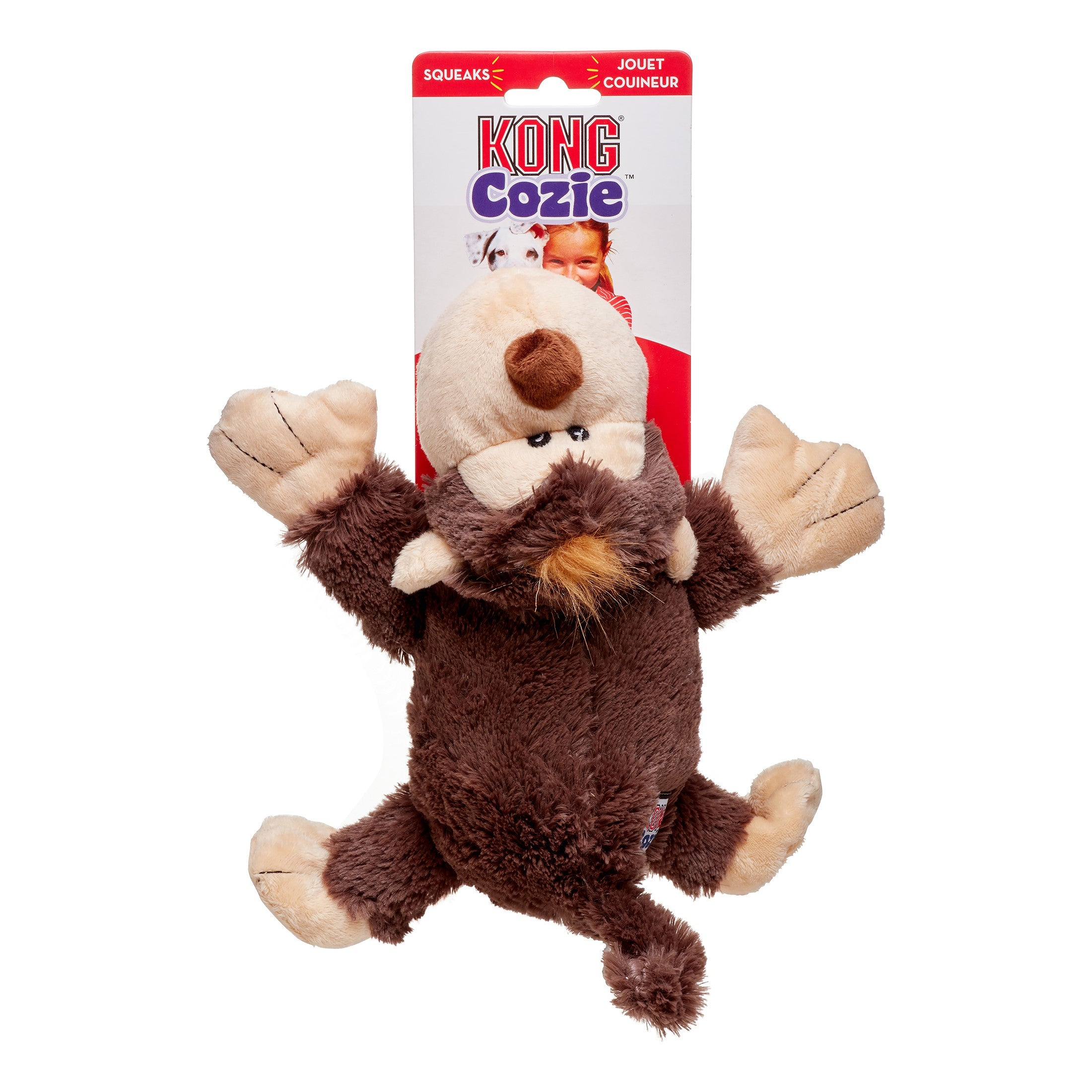 Kong Cozie Spunky the Monkey Squeak and Plush Dog Toy - Medium  