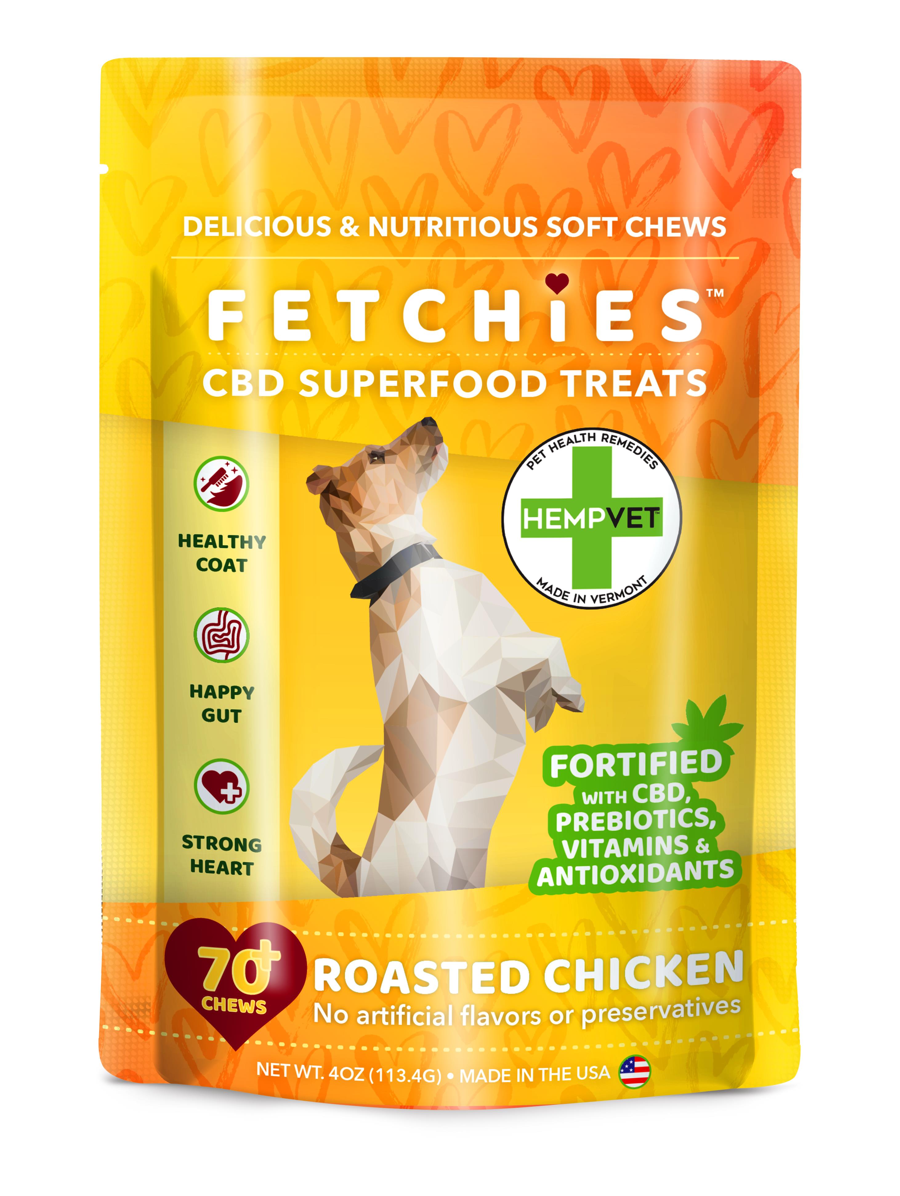 Reilly's Hempvet Fetchies CBD Superfood Chicken Soft and Chewy Dog Treats - 4 Oz  