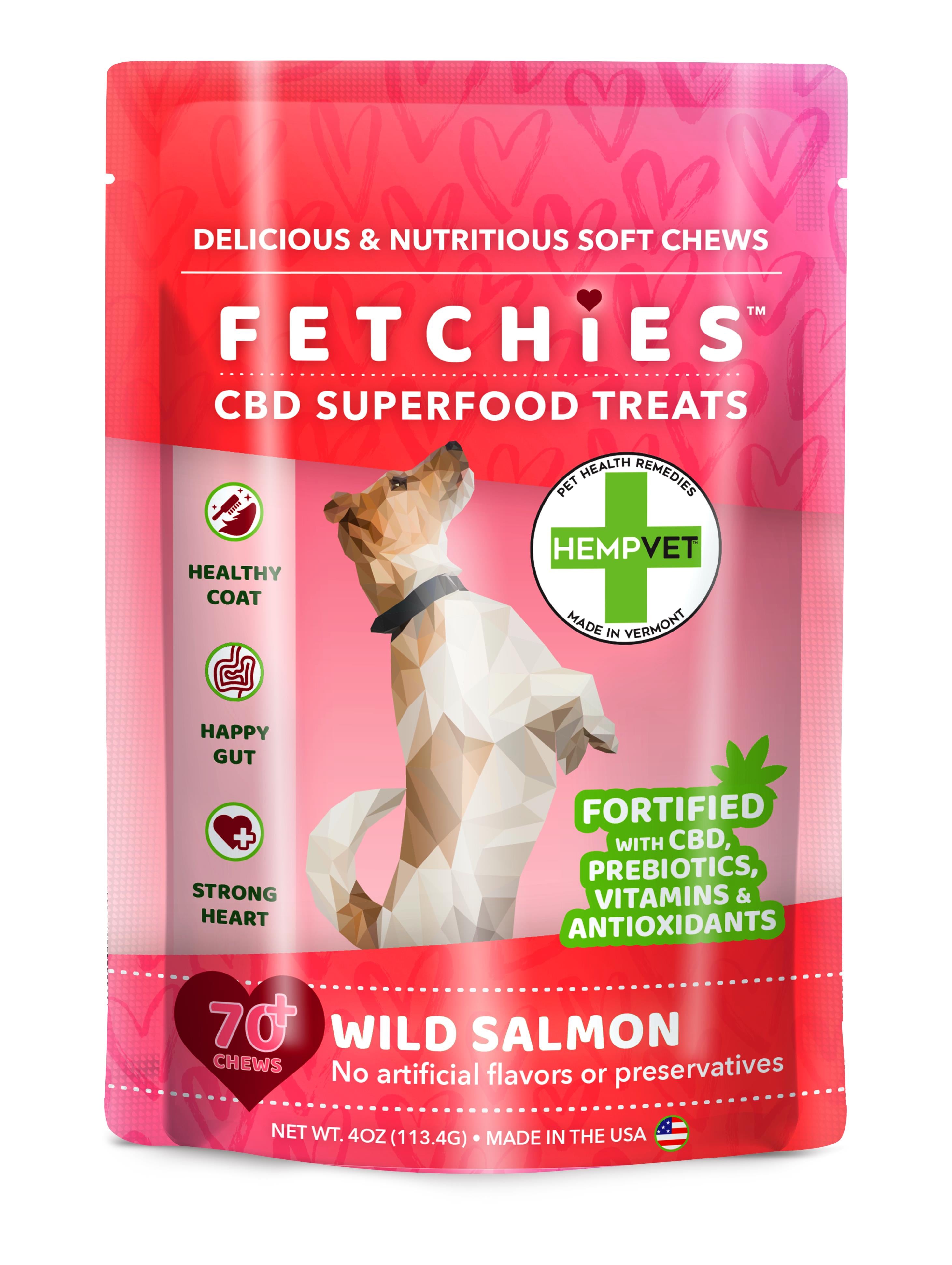 Reilly's Hempvet Fetchies CBD Superfood Salmon Soft and Chewy Dog Treats - 4 Oz  