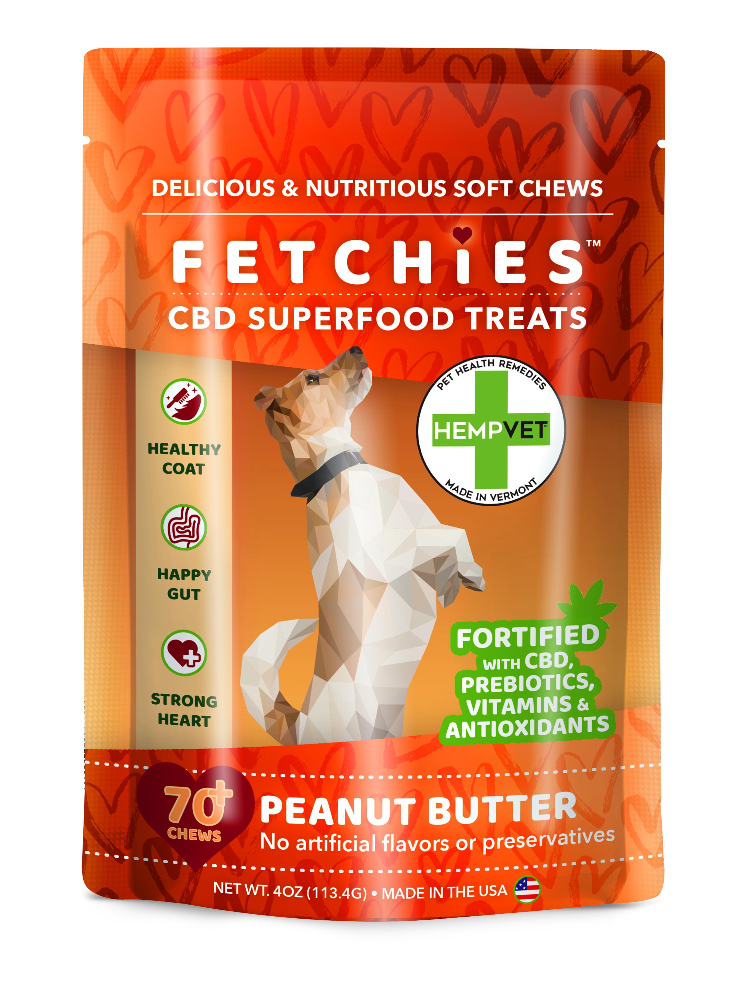 Reilly's Hempvet Fetchies CBD Superfood Peanut Butter Soft and Chewy Dog Treats - 4 Oz  