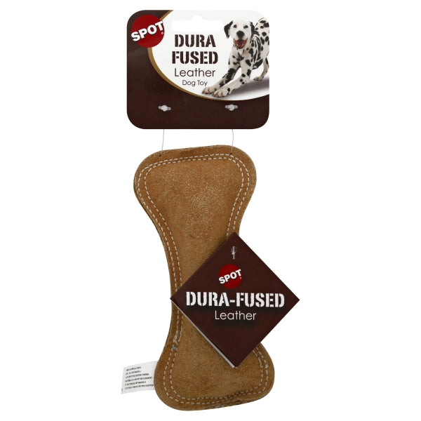 Ethical SPOT Dura-Fused Natural Leather Bone Squeak Chew Dog Toy - 7 Inch