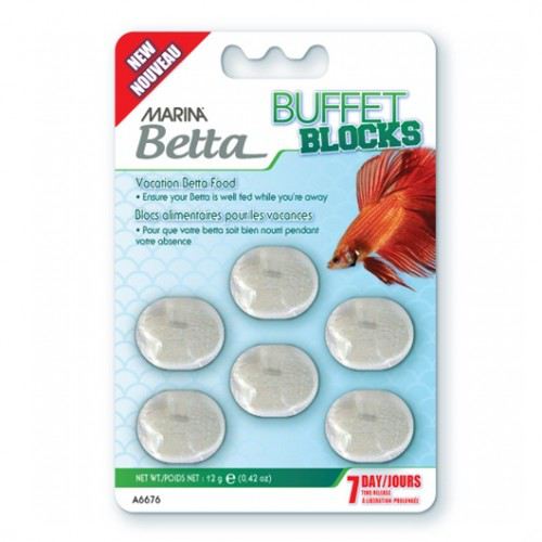 Hagen Marina Vacation Betta Buffet Blocks Slow-Feeding Freshwater Fish Food - 0.42 Oz