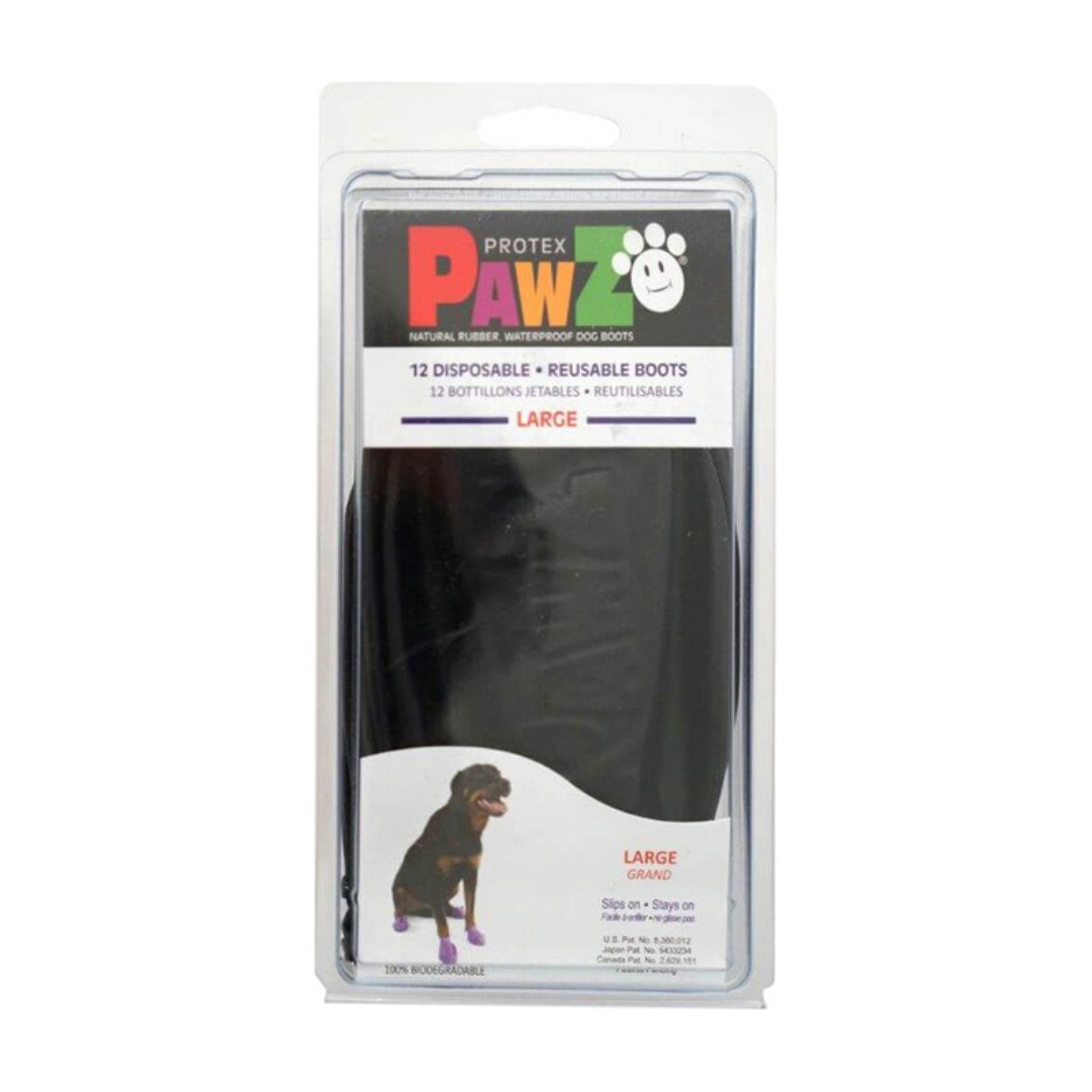 Pawz Waterproof Disposable and Reusable Rubberized Dog Boots - Black - Small - 12 Pack