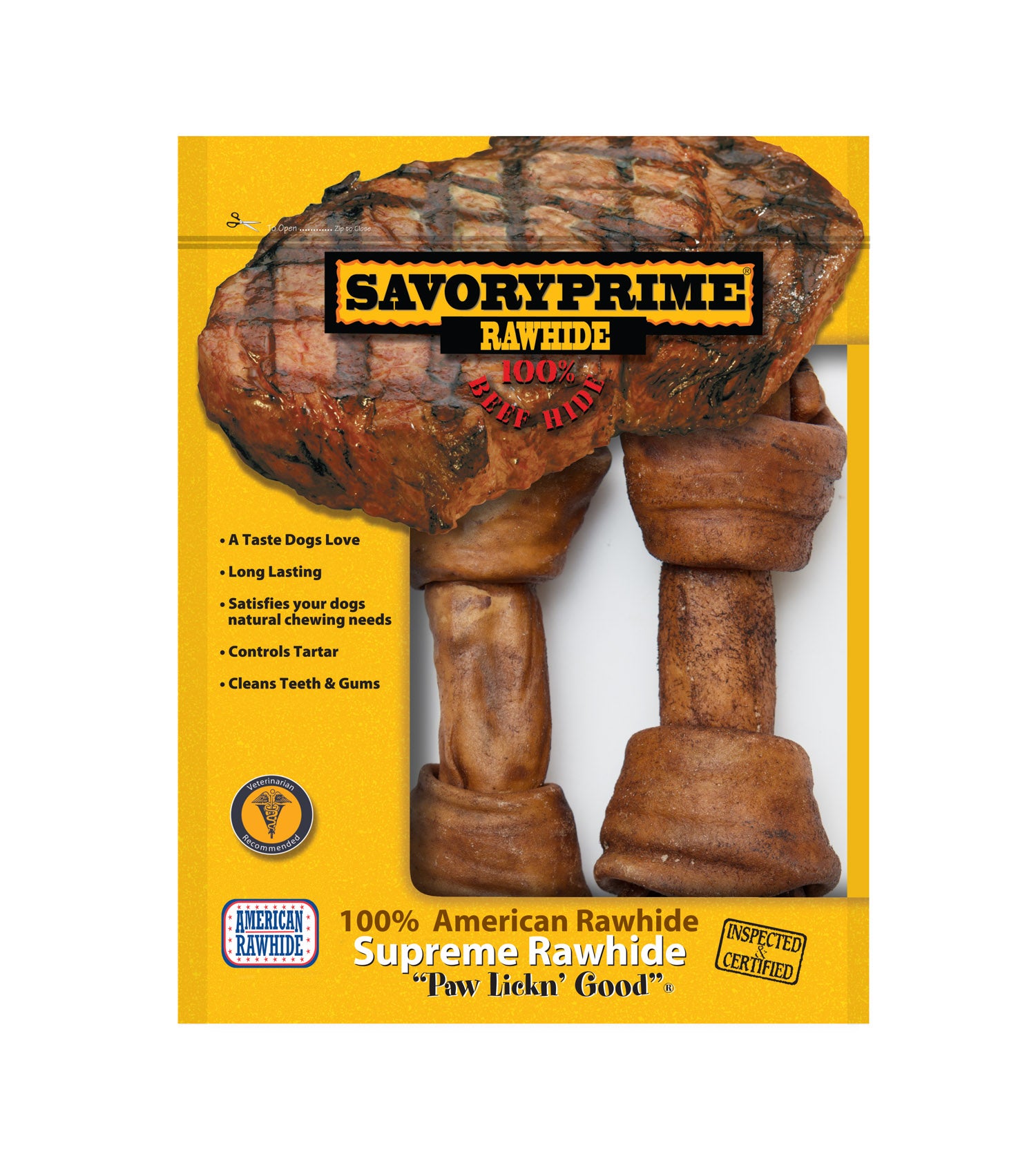 Savory Prime American Rawhide Beef-Hide Supreme Knotted Bones Natural Dog Chews - 6-7 Inch - 2 Pack Default Title