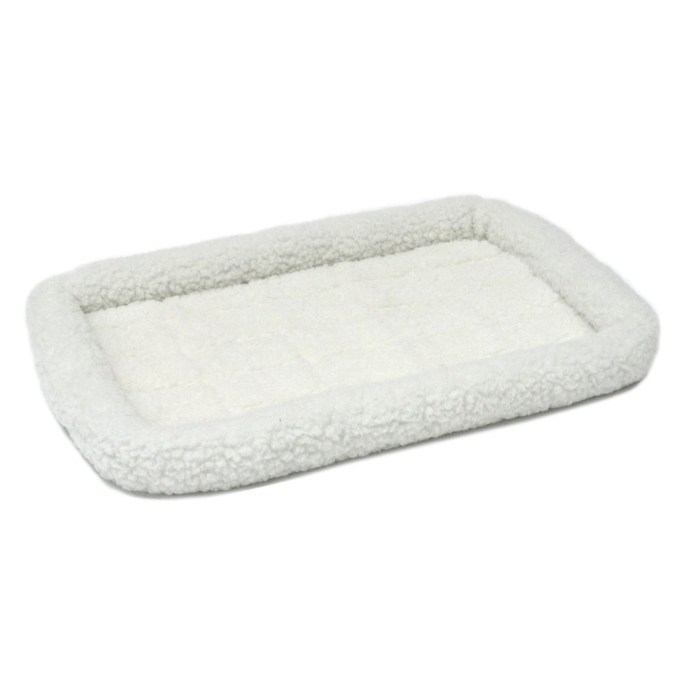 Midwest Homes Quite Time Fleece Machine Washable Rectangular Bolster Pet Bed or Crate Mat White SM - L:24 X W:18 In