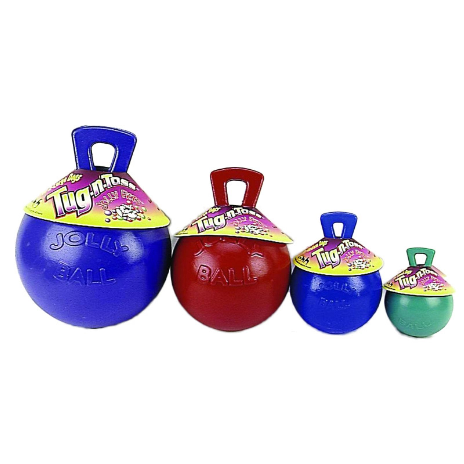 Jolly Pets Tug-N-Toss Fetch Ball Dog Toy with Handle - Blue - Extra Small - 4.5 Inch