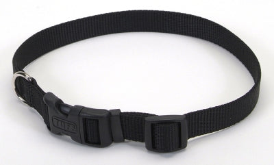 Coastal Adjustable Plastic Tuff-Buckle Nylon Dog Collar - Black - Extra Small - L:8-12 X W:3/8 Inch