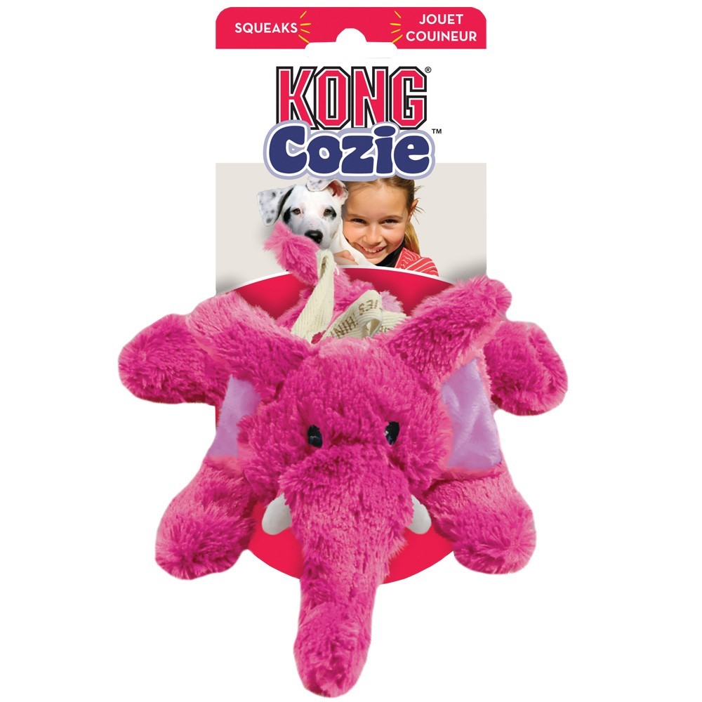 Kong Cozie Elmer the Elephant Squeak and Plush Dog Toy - Medium  