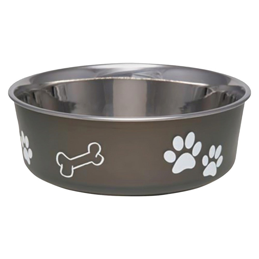 Loving Pets Bella Bowl Designer and Expressions Stainless Steel Cat and Dog Bowl - Espresso - Large