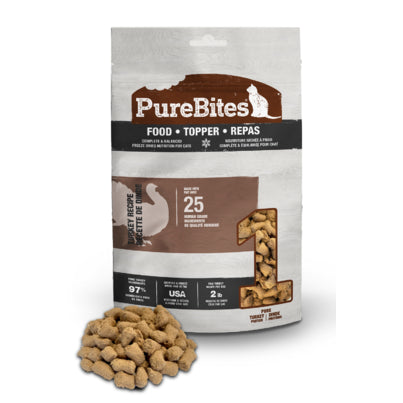 Purebites Turkey Recipe Freeze-Dried Raw Cat Food Topper Pouch 9.2 Ounce