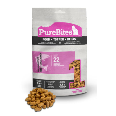 Purebites Salmon Recipe Freeze-Dried Raw Cat Food Topper Pouch 8 Ounce
