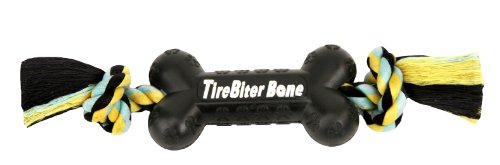 Mammoth Pet Products TireBiter Rubber Bone and Rope Tug Dog Toy - Large - 16 Inches