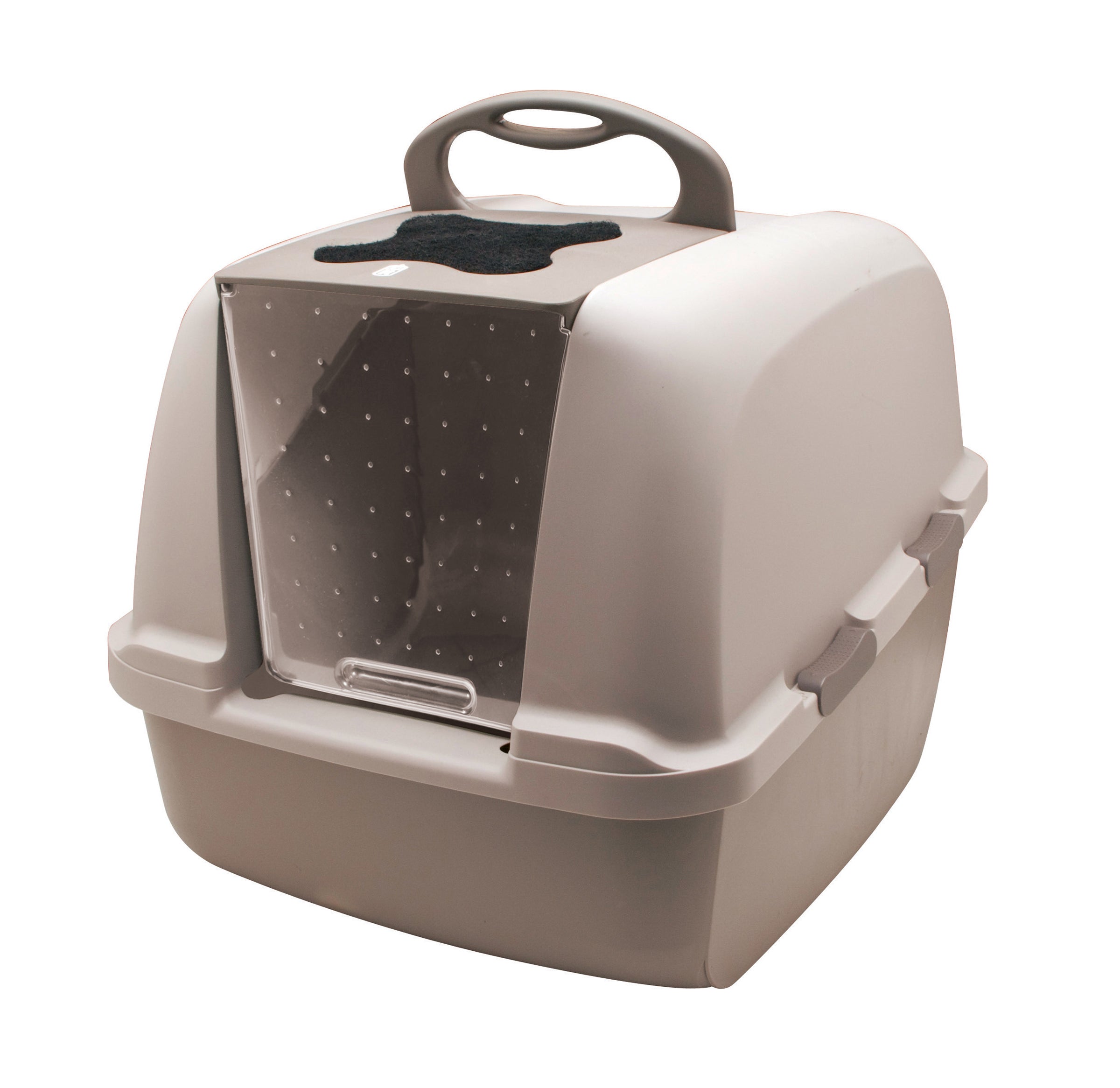 Catit Airsift Jumbo Hooded Cat Litter Pan with Airsift Filter Pad - Gray and White - L:18.3 X W:19.7 X H:22.4 In