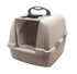 Catit Airsift Jumbo Hooded Cat Litter Pan with Airsift Filter Pad - Gray and White - L:18.3 X W:19.7 X H:22.4 In
