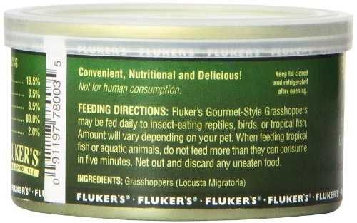 Fluker's Gourmet Style Canned Moist Grasshoppers for Bird and Reptile Food - 1.2 Oz