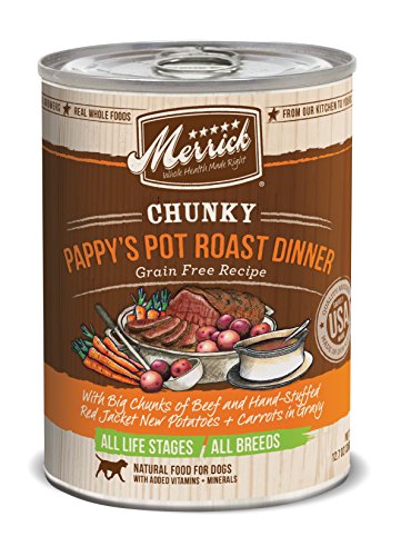 Merrick Grain-Free Chunky Pappy's Pot Roast Dinner Canned Wet Dog Food - 12.7 oz Cans - Case of 12  