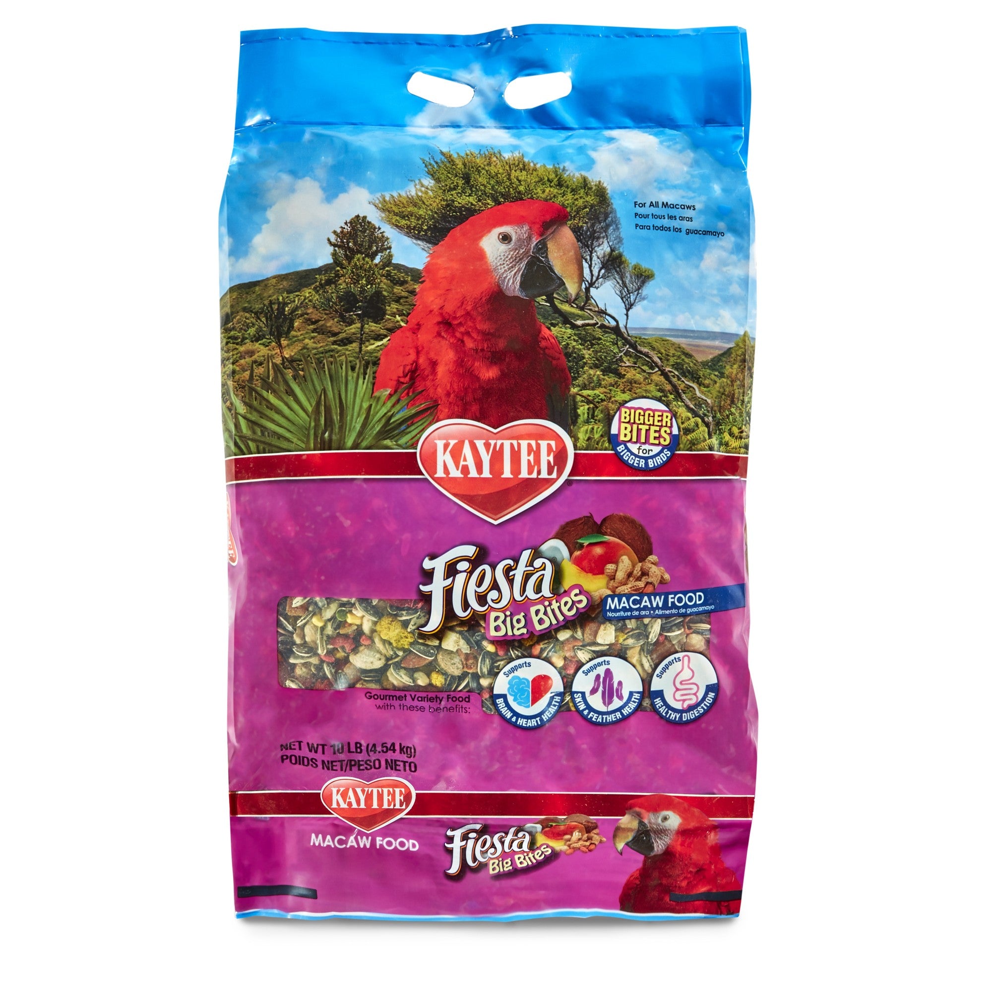 Kaytee Fiesta Big Bites Brain Heart and Digestive Care Macaw and Large Parrot Bird Food - 10 Lbs Default Title