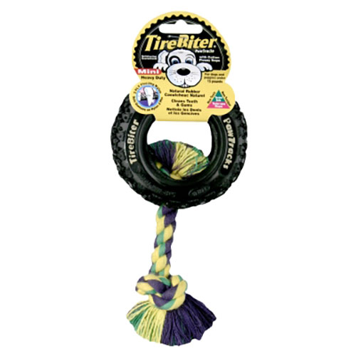 Mammoth Pet Products Original Tirebiter Fetch and Chew Rubber Dog Toy with Rope - Large - 10 Inch