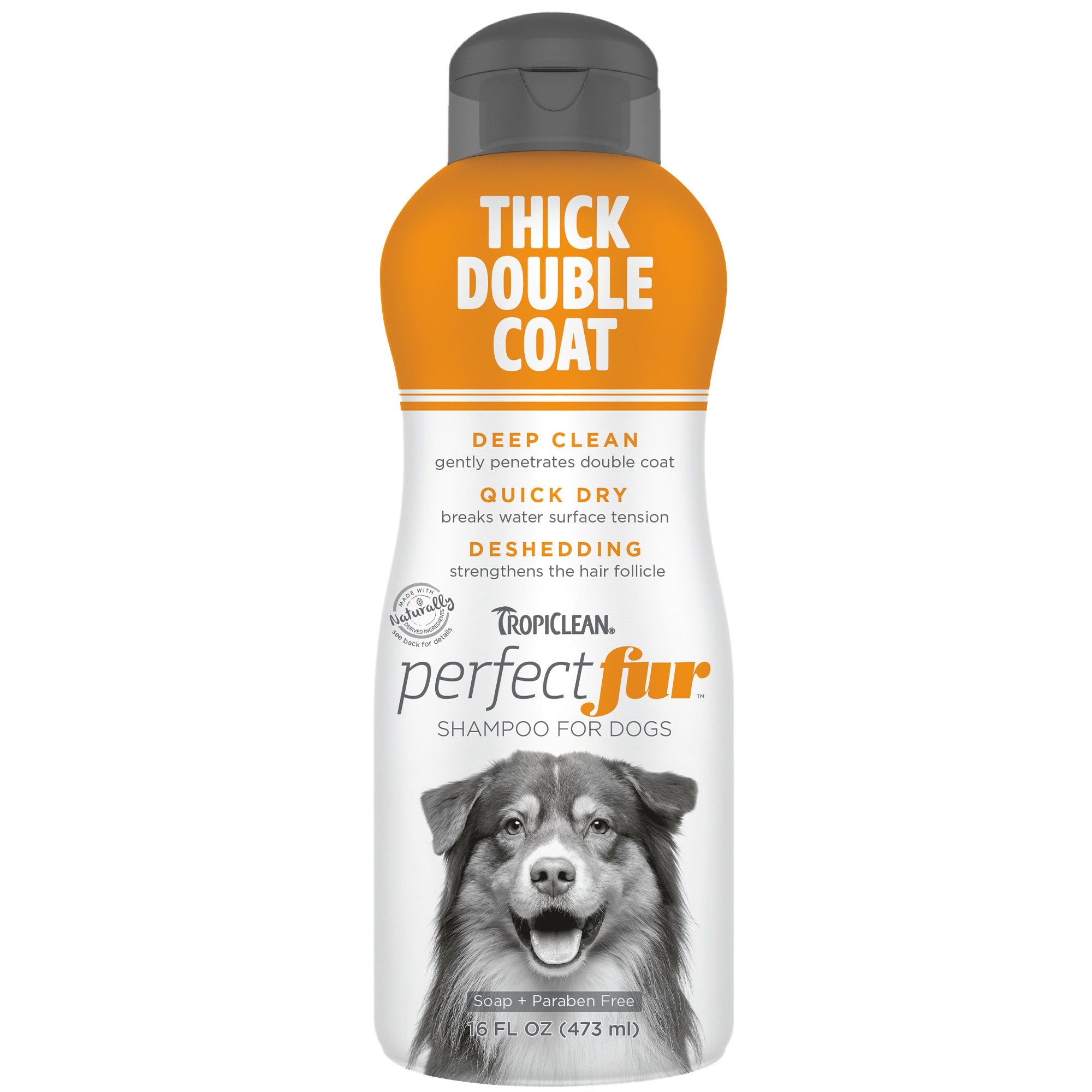 Tropiclean Perfect Fur Sweet Citrus Detangling Deshedding and Deep Cleaning Thick Double-Coat Dog Shampoo - 16 Oz