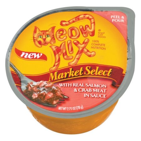 Meow-Mix Tender Favorites Salmon and Crab Meat in Sauce Wet Cat Food Trays - 2.75 Oz - 12 Pack Default Title