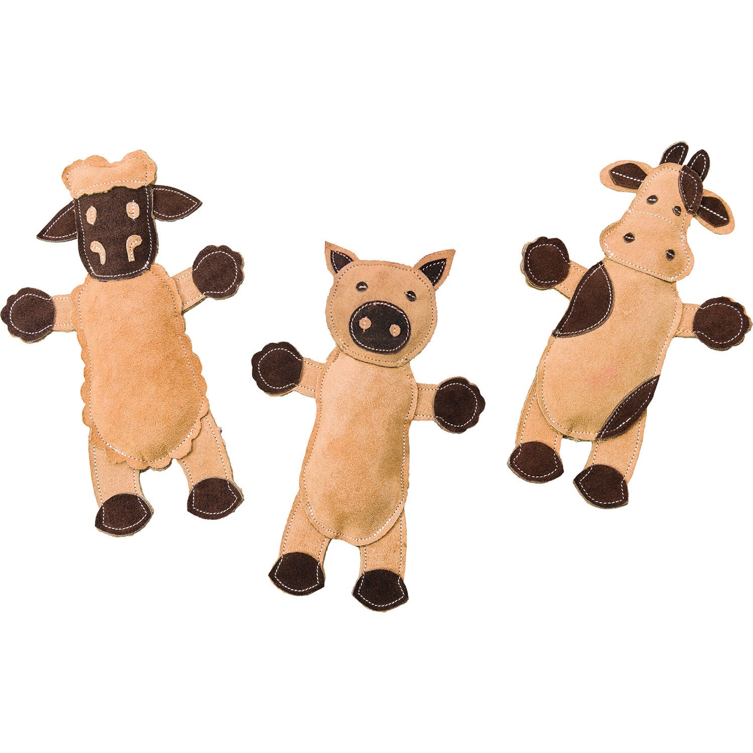 Ethical SPOT Dura-Fused Natural Leather Animal Squeak Chew Dog Toy - Assorted - 11 Inch