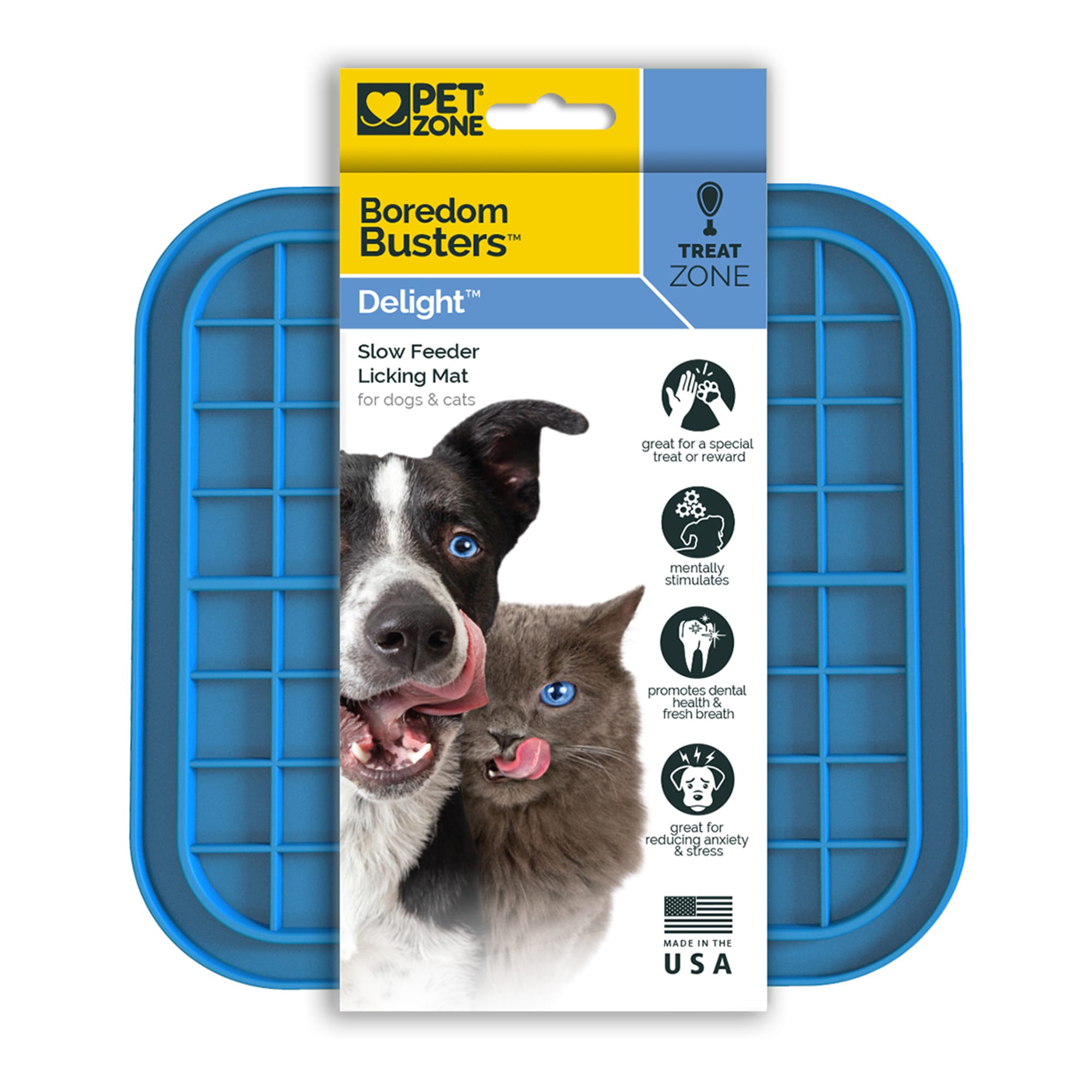 Pet Zone Boredom Busters Delight Slow-Feeding Dog Licking Mat - Blue Default Title