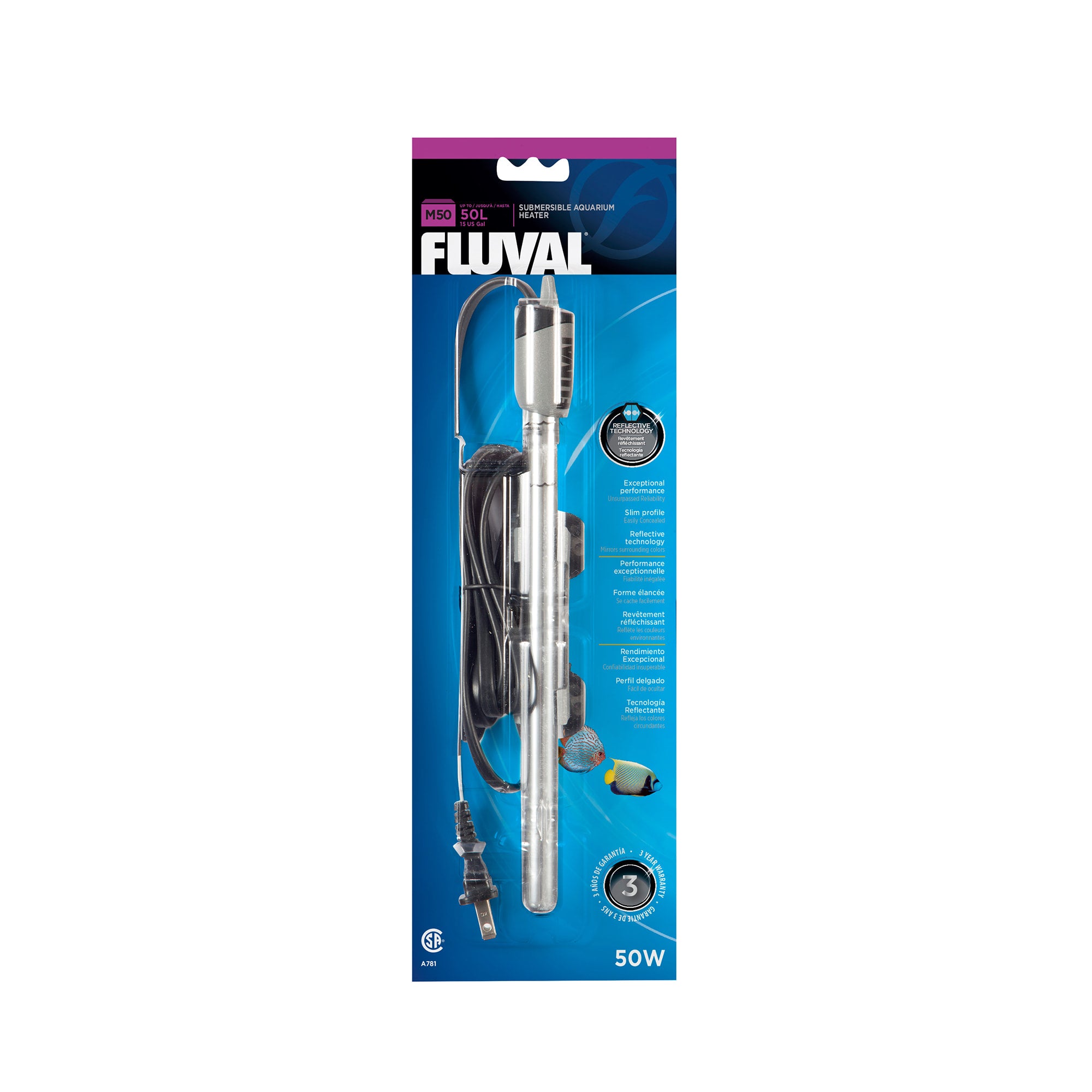 Fluval P-Series P25 Pre-Set Submersible Aquarium Heater - 25 Watt - Up to 6 Gallons