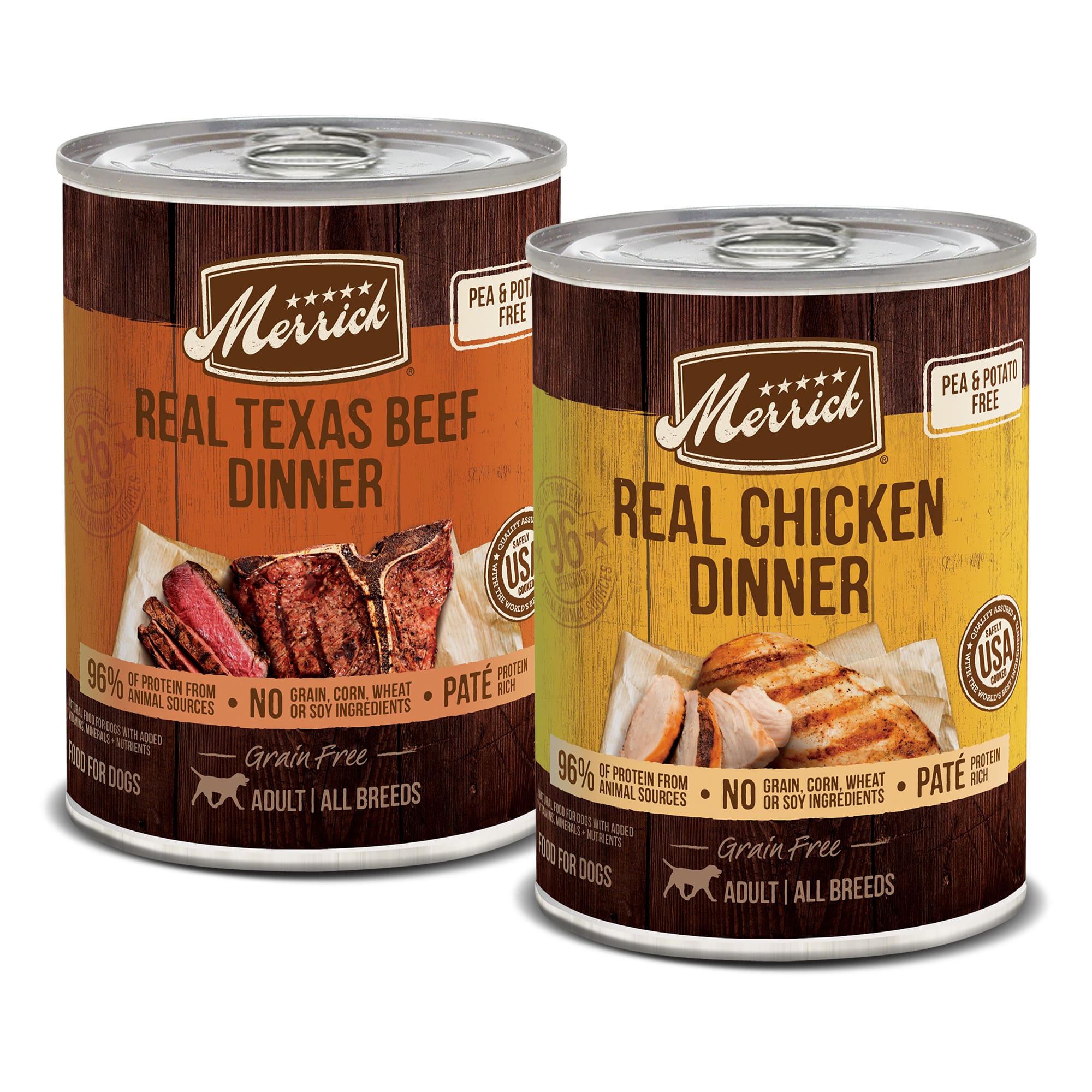 Merrick Grain-Free Premium Chicken and Texas Beef Pate Canned Dog Food - Variety Pack - 12.75 Oz - Case of 12 Default Title