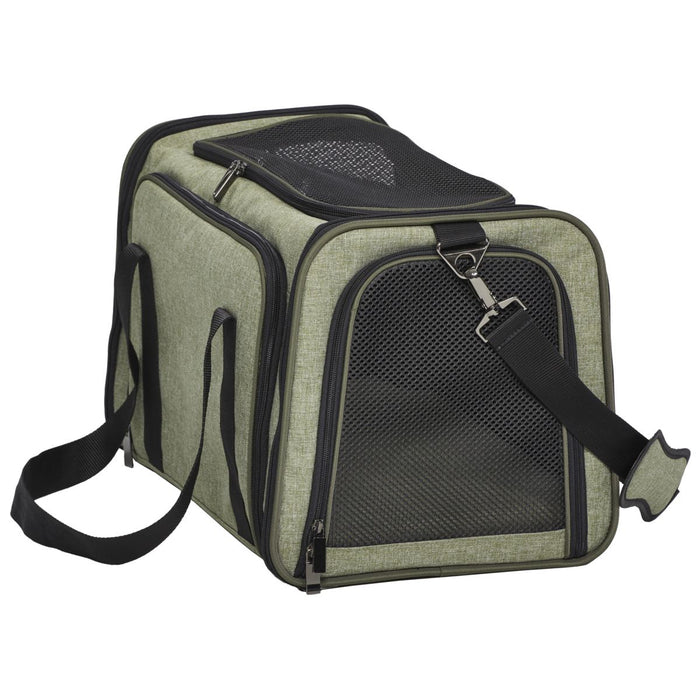 Midwest Duffy Expandable Travel Pet Carrier - Green - Large - 19.1" X 12.1" X 12.2" Inches
