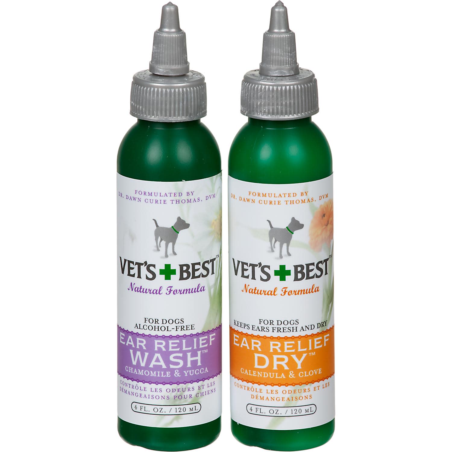 Vet's Best Ear Relief Natural Ingredient Wash and Dry Kit for Dogs and Cats - 2 Pack