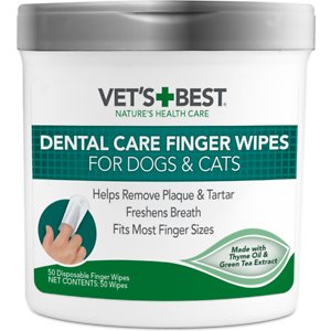 Vet's Best Dental Care Teeth Cleaning Finger Wipes for Dogs and Cats - 50 Count