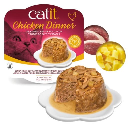Catit Chicken Dinner with Duck and Pumpkin Grain-Free All Life Stages Wet Cat Food Trays - 2.8 Oz - Case of 6 Default Title