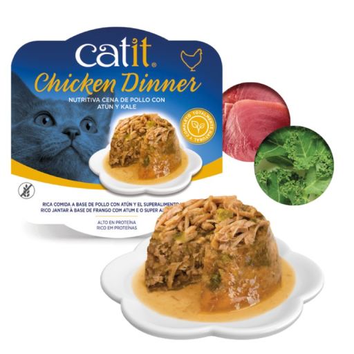 Catit Chicken Dinner with Tuna and Kale Grain-Free All Life Stages Wet Cat Food Trays - 2.8 Oz - Case of 6 Default Title
