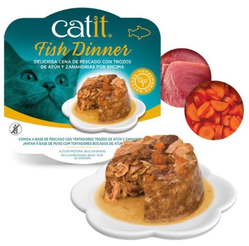 Catit Fish Dinner Grain-Free Tuna and Carrot in Gravy Wet Cat Food Trays - 2.8 Oz - 6 Pack Default Title