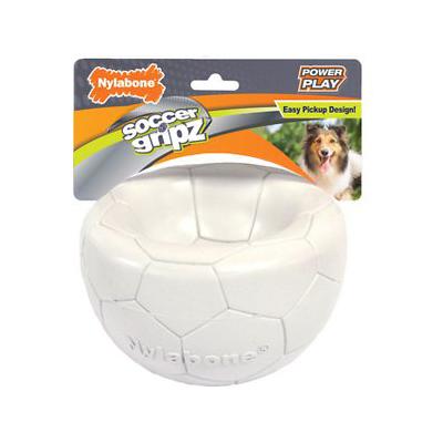 Nylabone Power Play Soccer Ball Gripz Fetch Chew and Squeak Rubber Dog Toy - Medium/Wolf