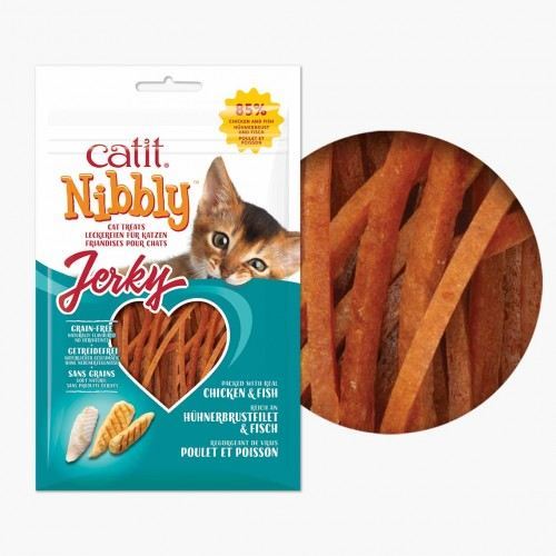 Catit Nibbly Strings Grain-Free Chicken and Fish Jerky Cat Treats - 1.05 Oz - 12 Pack Default Title