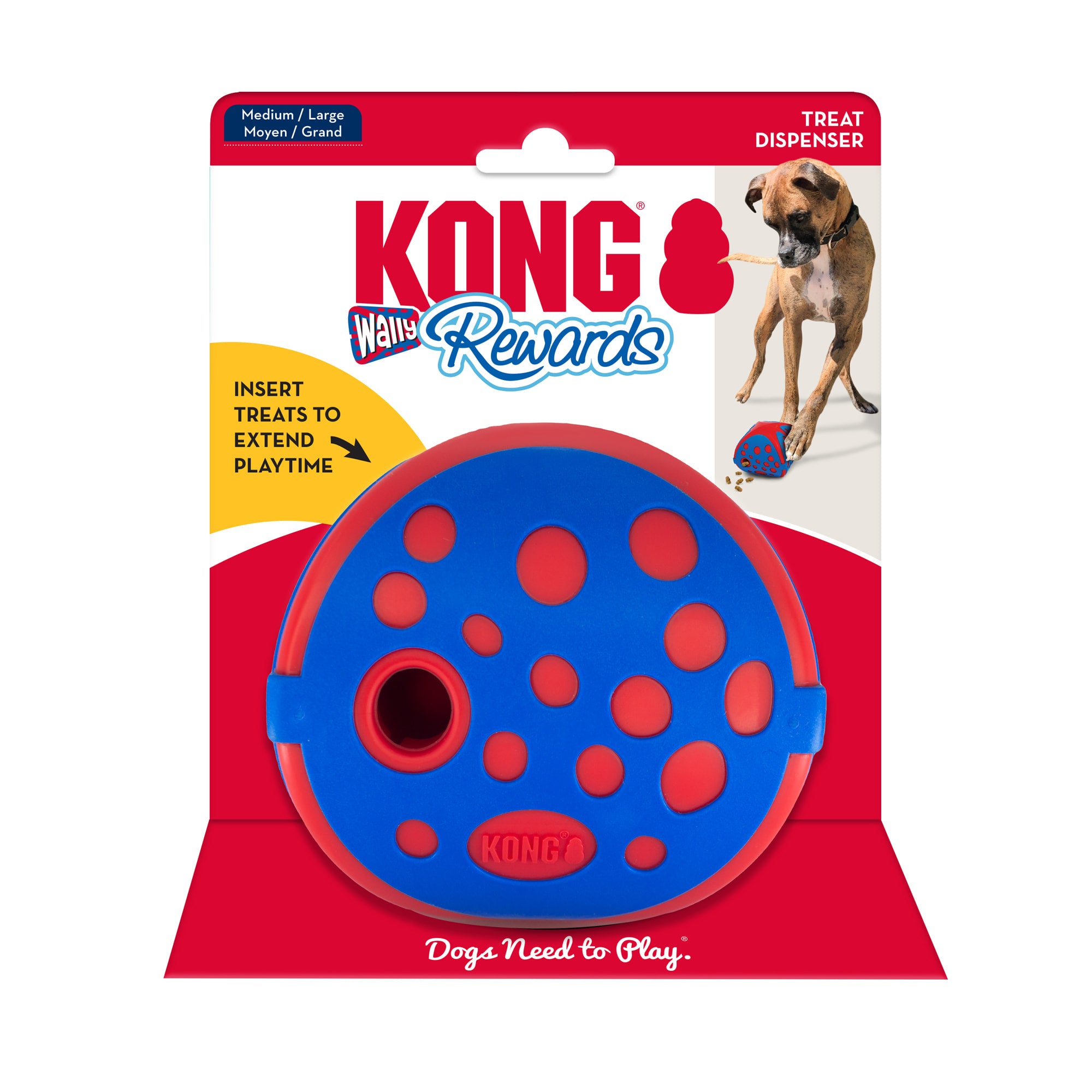 Kong Rewards Wally Treat Inserting Interactive Puzzle Feeding Dog Toy - Medium/Large  