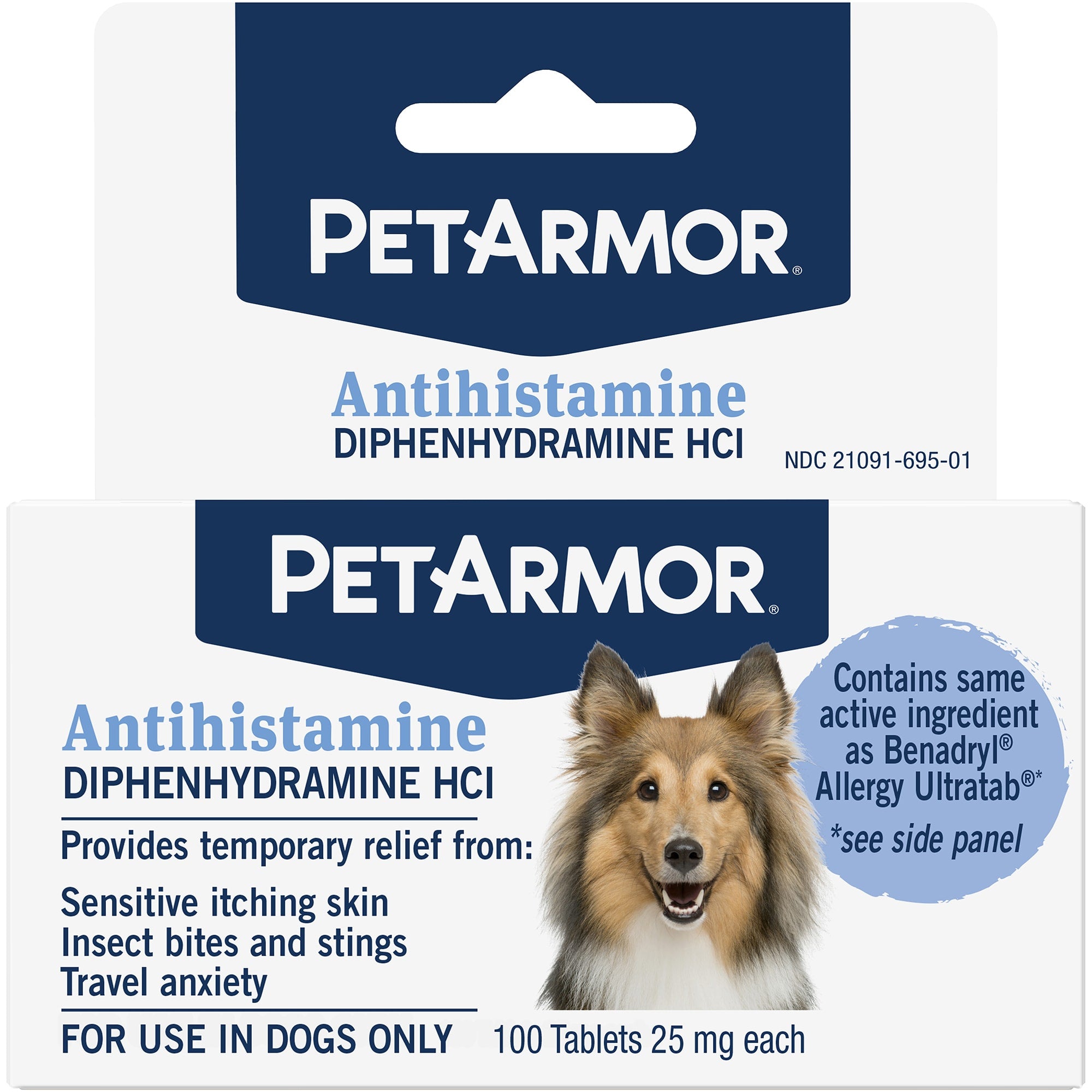 Pet Armor Antihistamine Allergy and Anti-Itch Relief Medicine Chewable Dog Tablets - 100 Count Default Title