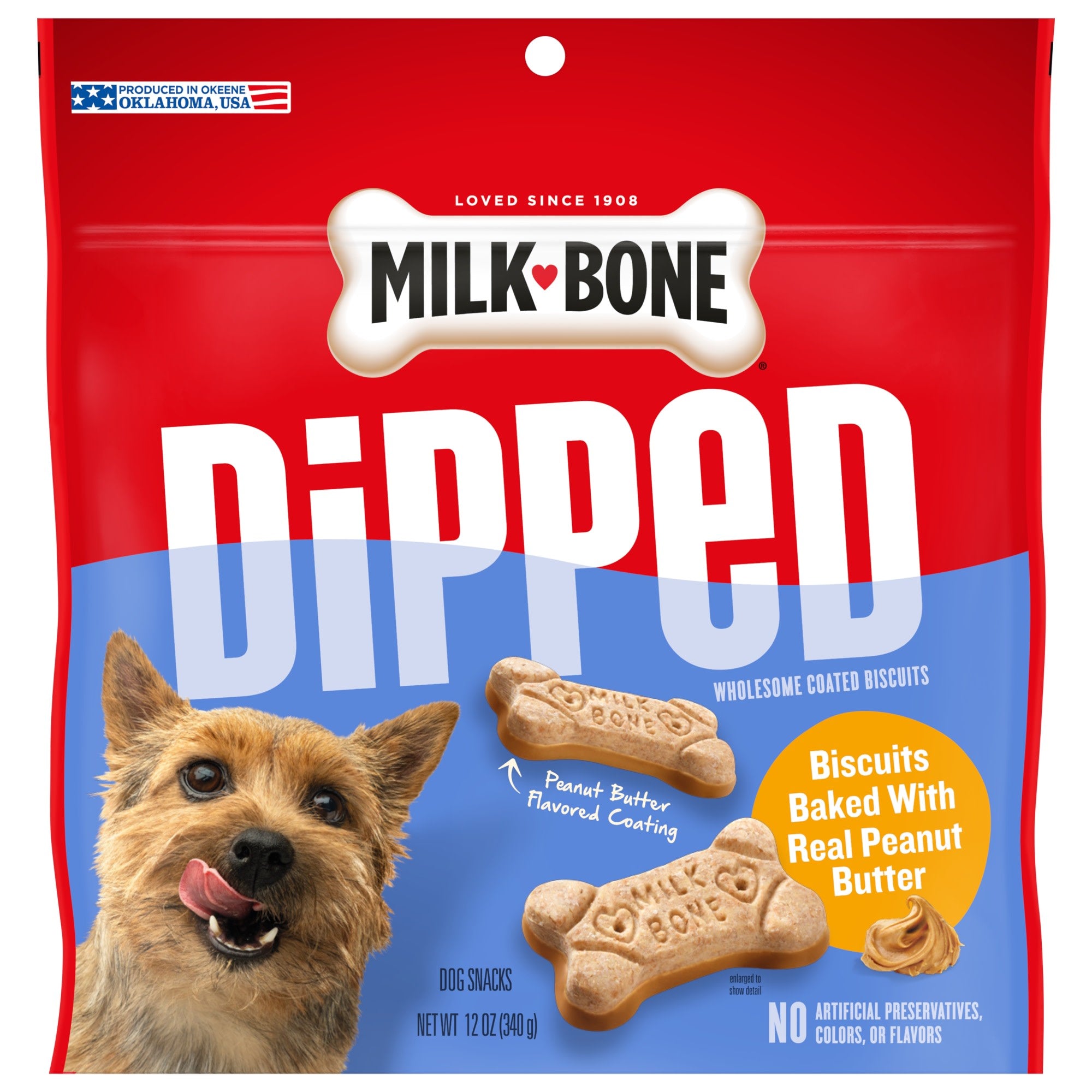 Milk-Bone Dipped Peanut Butter Baked Dog Biscuit Treats - 12 Oz