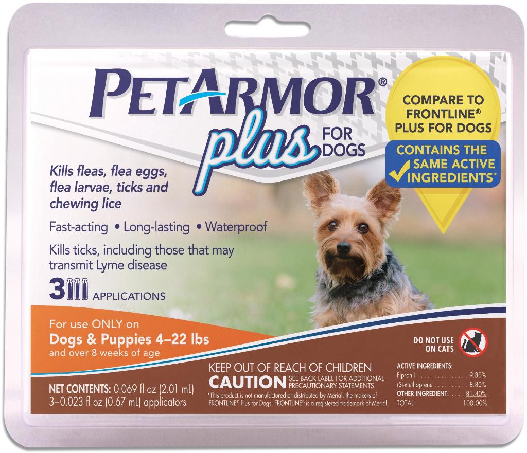 Pet Armor + Dog Flea and Tick 3-Month Supply Waterproof Topical Treatment - Dogs 5-22 Lbs