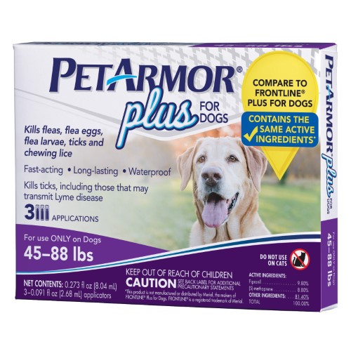 Pet Armor + Dog Flea and Tick 3-Month Supply Waterproof Topical Treatment - Dogs 45-88 Lbs
