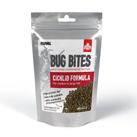 Fluval Bug Bites Insect Cichlid Formula Pellets for Medium-Large Sized Fish Food 15.8 Ounce