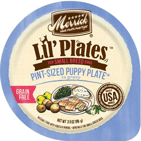 Merrick Grain-Free Lil' Plates Pint Sized Puppy Plate Gravy Small-Breed Wet Dog Food Trays - 3.5 Oz - Case of 12 Default Title