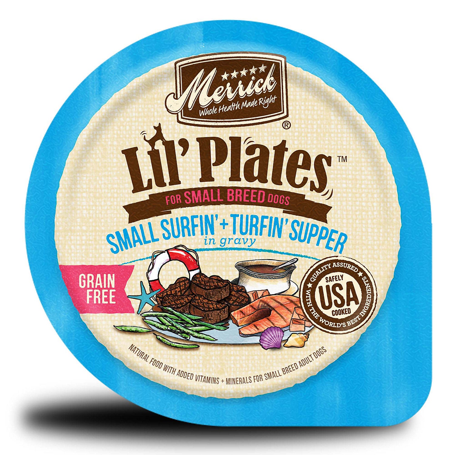 Merrick Grain-Free Lil' Plates Surfin' and Turfin' Supper in Gravy Small-Breed Wet Dog Food Trays - 3.5 Oz - Case of 12 Default Title