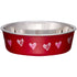 Loving Pets Bella Bowl Designer and Expressions Stainless Steel Cat and Dog Bowl - Red Heart - XS
