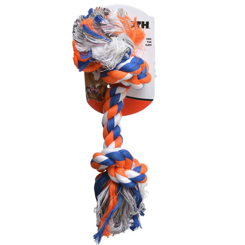 Mammoth Pet Products Flossy Bone Cotton Rope Dog Toy - Multi-Color - Extra Large - 16 Inch